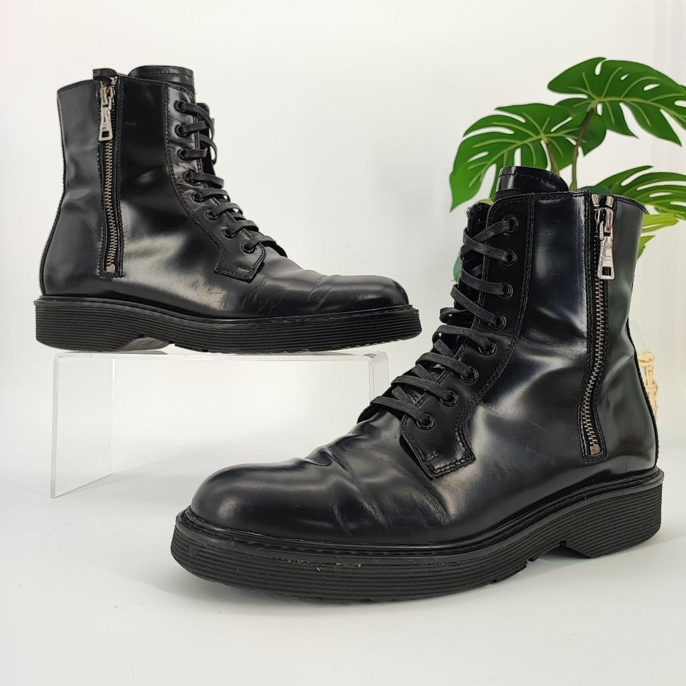 Prada Women’s Black Patent Leather Ankle Boots  3T5881 Size 39